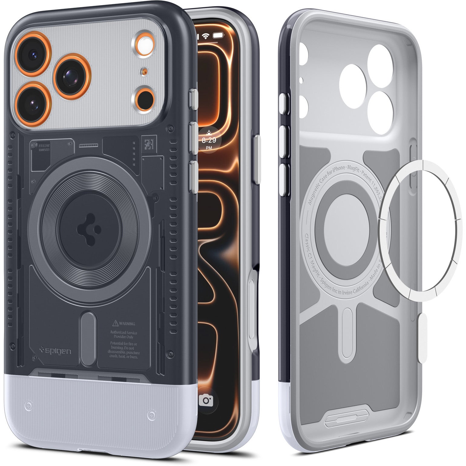 Handyhülle für iPhone 17 Pro Max, Spigen Classic C1 Mag mit MagSafe, Grau