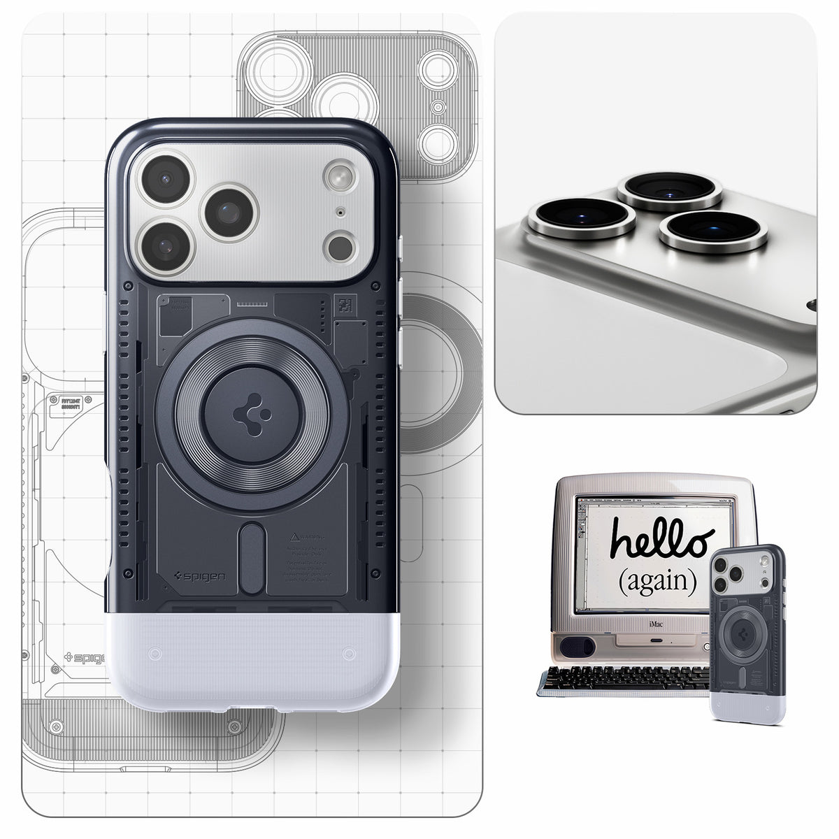 Handyhülle für iPhone 17 Pro Max, Spigen Classic C1 Mag mit MagSafe, Grau