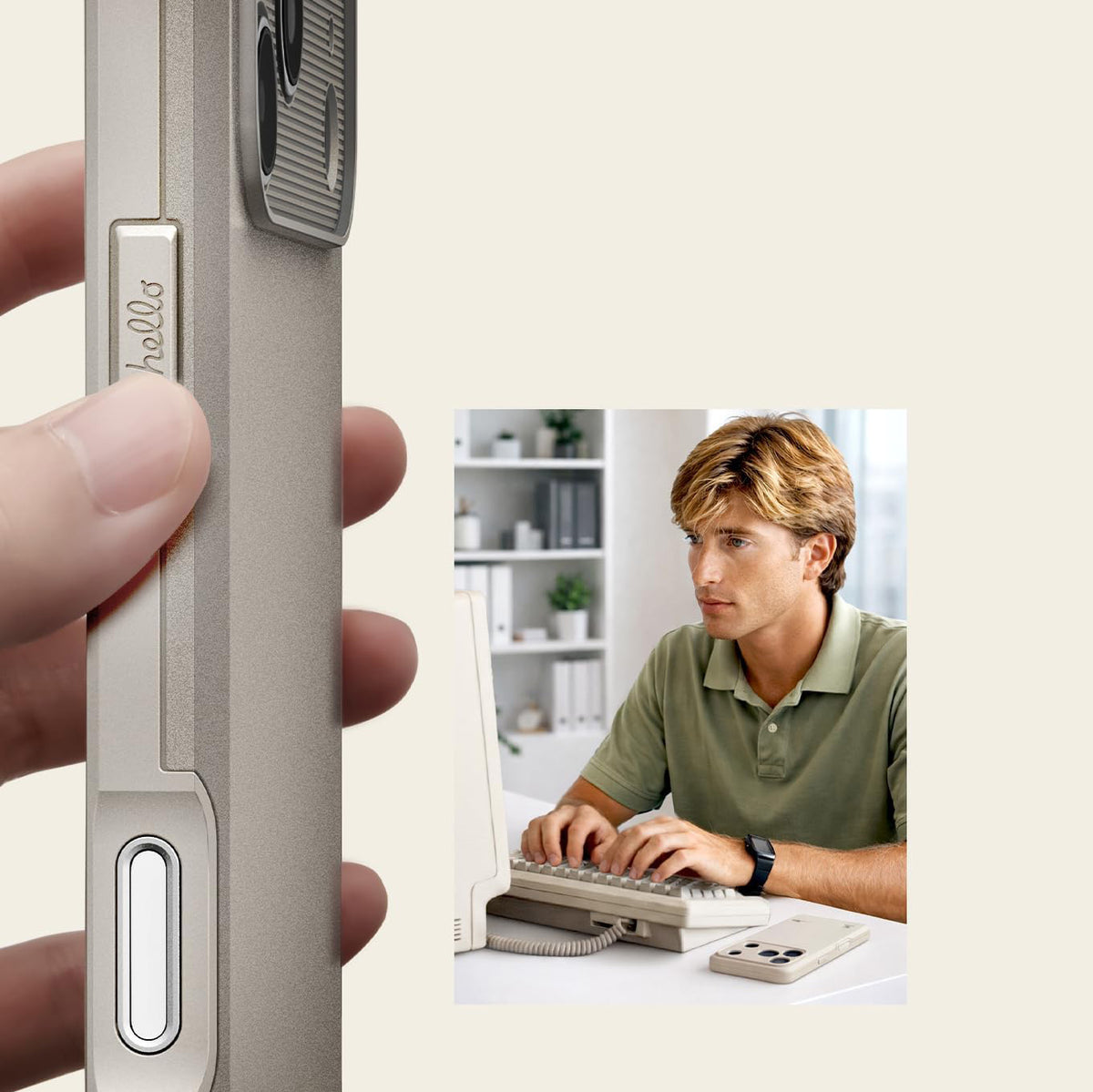 Handyhülle für iPhone 18 Pro / 17 Pro, Spigen Classic LS mit MagSafe, Beige