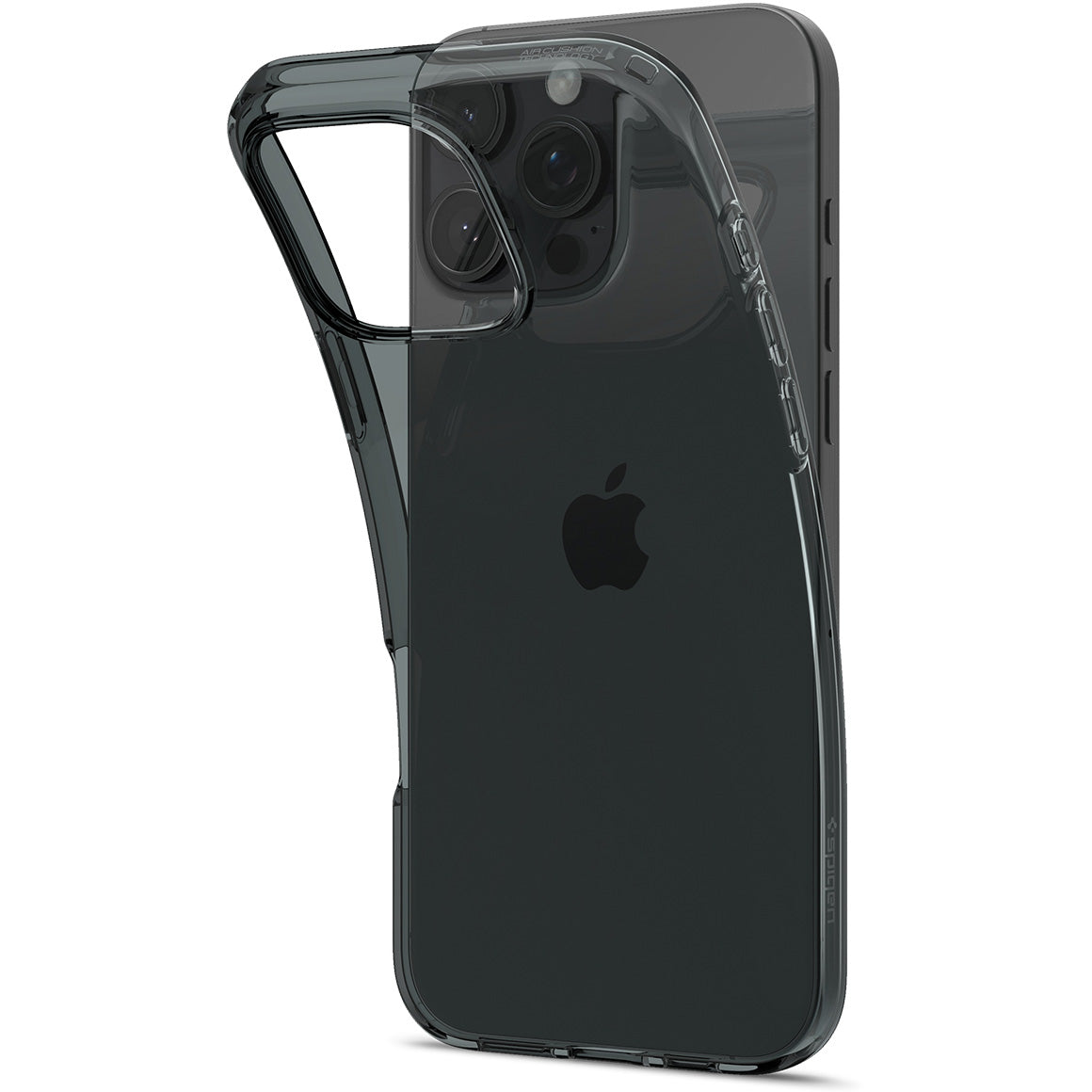 Handyhülle für iPhone 16 Pro, Spigen Crystal Flex, Rauchfarben