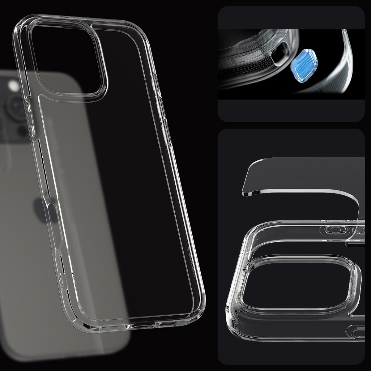 Handyhülle für iPhone 16 Pro Max, Spigen Crystal Hybrid, Transparent