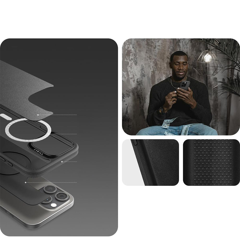 Handyhülle für iPhone 16 Pro Max, Spigen Cyrill Kajuk Mag mit MagSafe, Schwarz