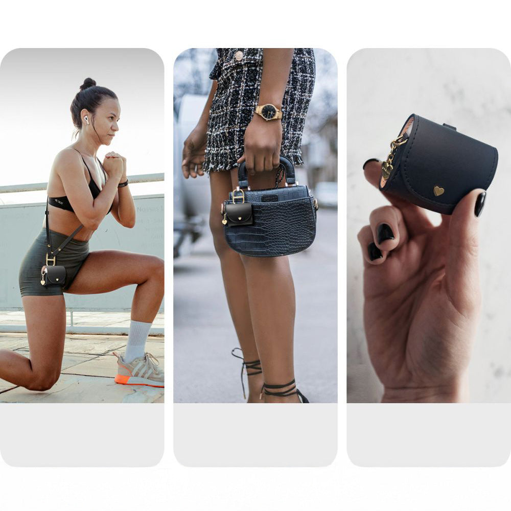 Schutzhülle mit Umhängeband für AirPods 5 / 4, Spigen Cyrill Mini Bag, Schwarz