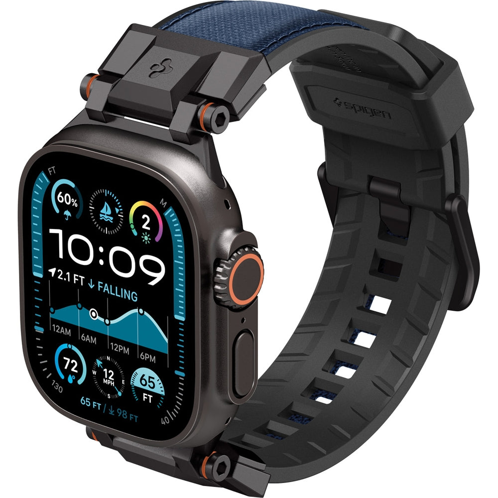 Spigen DuraPro Armor Armband in Blau für Apple Watch Modelle von 42 bis 49 mm, robustes Design mit TPU und Nylon, passend zu mehreren Serien.