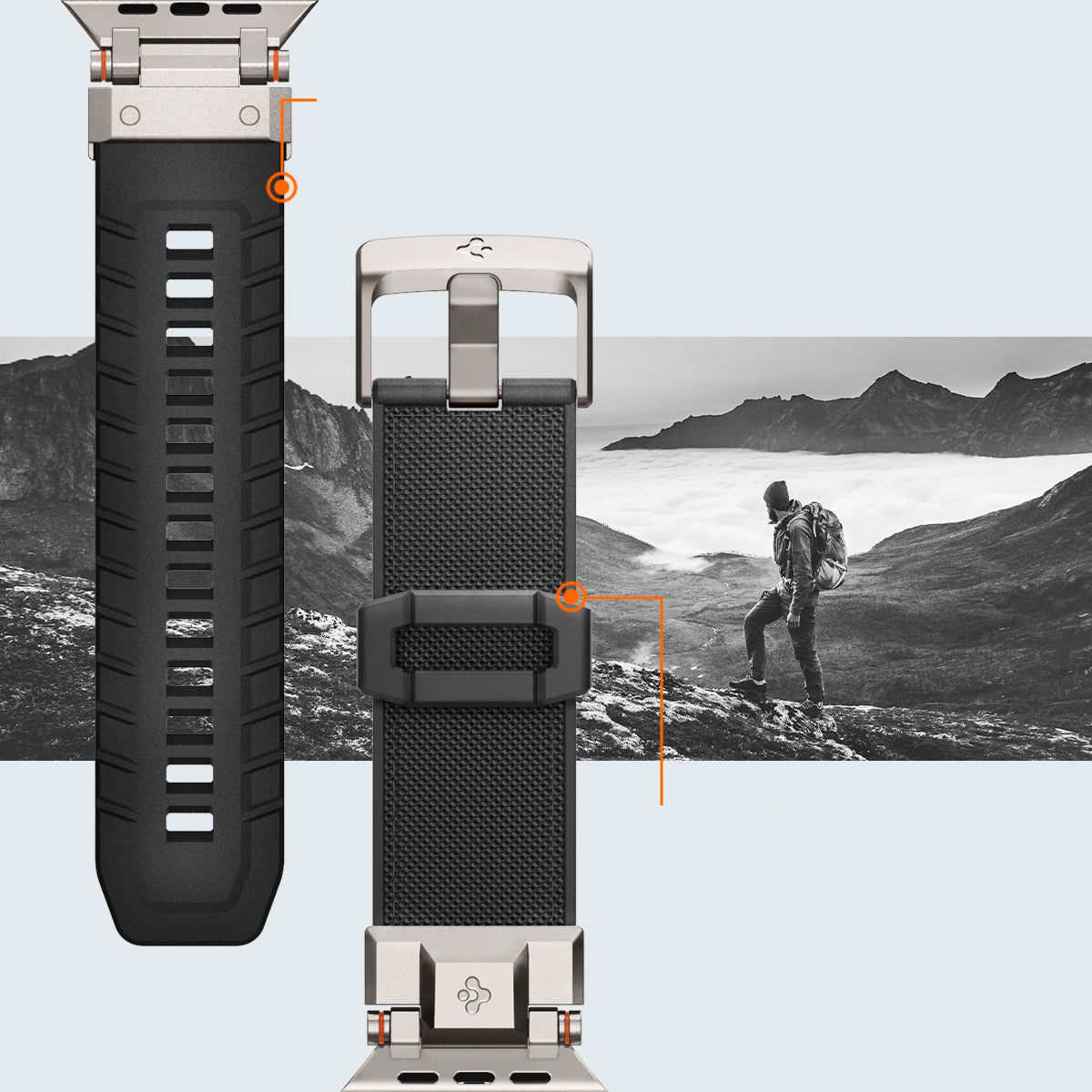 Armband Spigen DuraPro Armor für Apple Watch 49/46/45/44 mm, Schwarz und Beige
