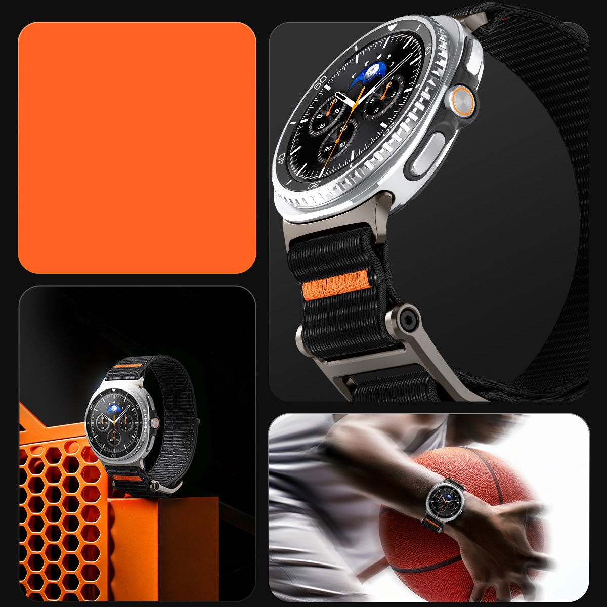 Armband für Galaxy Watch 9 40 mm / 44 mm / 8 40 mm / 44 mm / 8 Classic 46 mm, Spigen DuraPro Flex Band, Schwarz