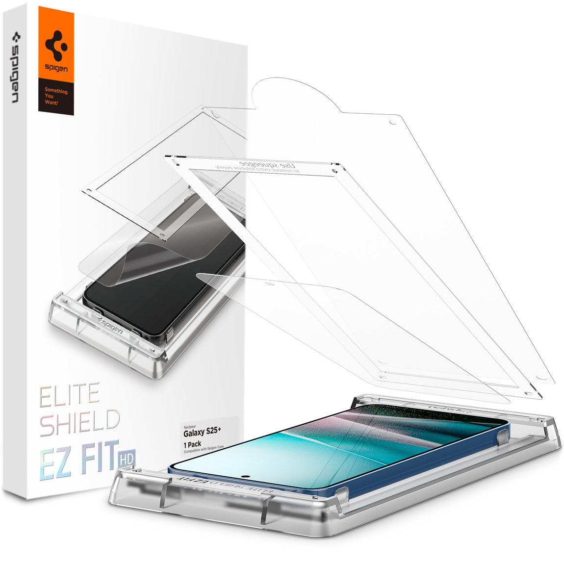 Bildschirmfolie + Applikator für Galaxy S25 Plus, Spigen Elite Shield EZ Fit 1-Pack