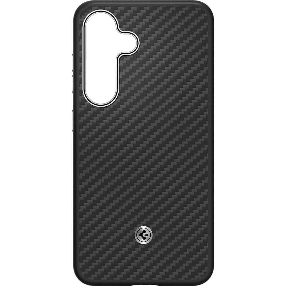 Magnetische-Handyhülle für Galaxy S25 Plus, Spigen Enzo Aramid, Schwarz-Silbern