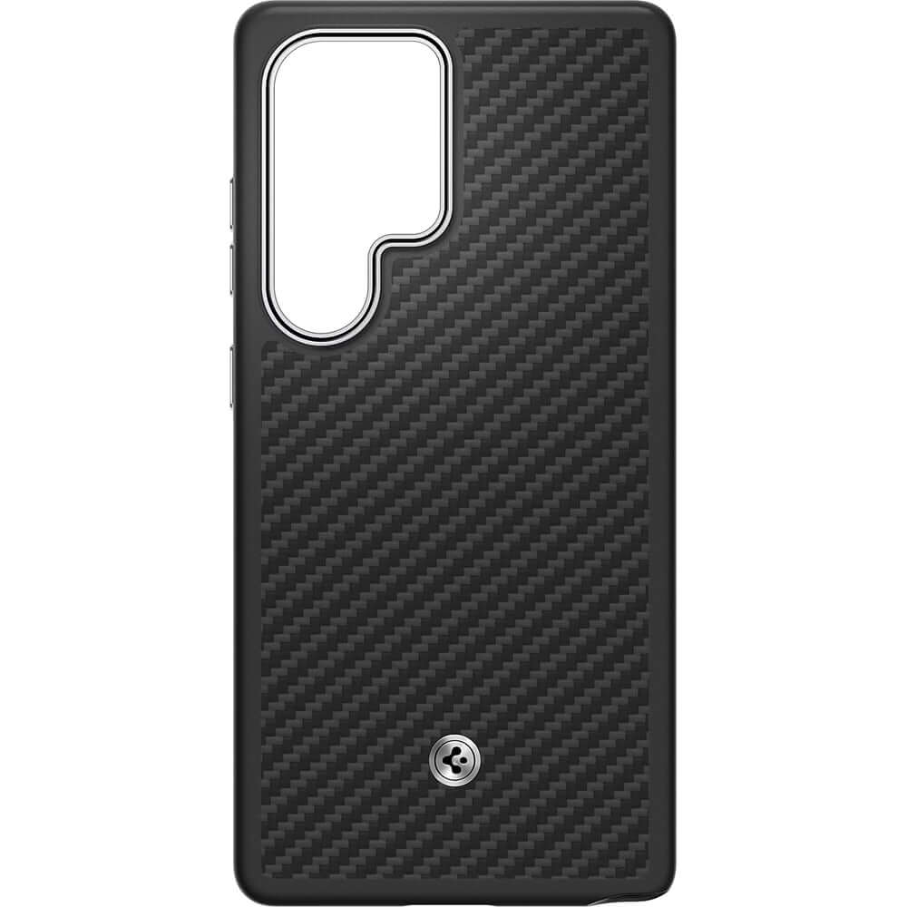Magnetische-Handyhülle für Galaxy S25 Ultra, Spigen Enzo Aramid, Schwarz-Silbern