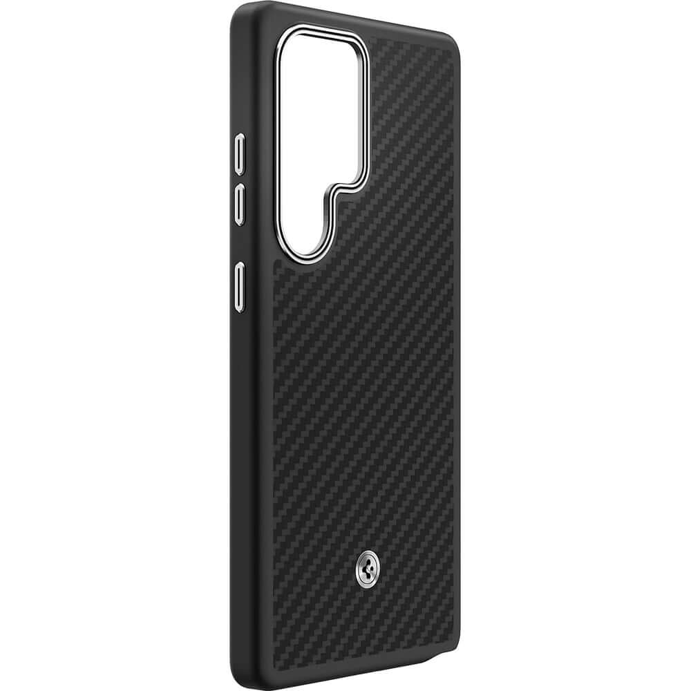 Magnetische-Handyhülle für Galaxy S25 Ultra, Spigen Enzo Aramid, Schwarz-Silbern