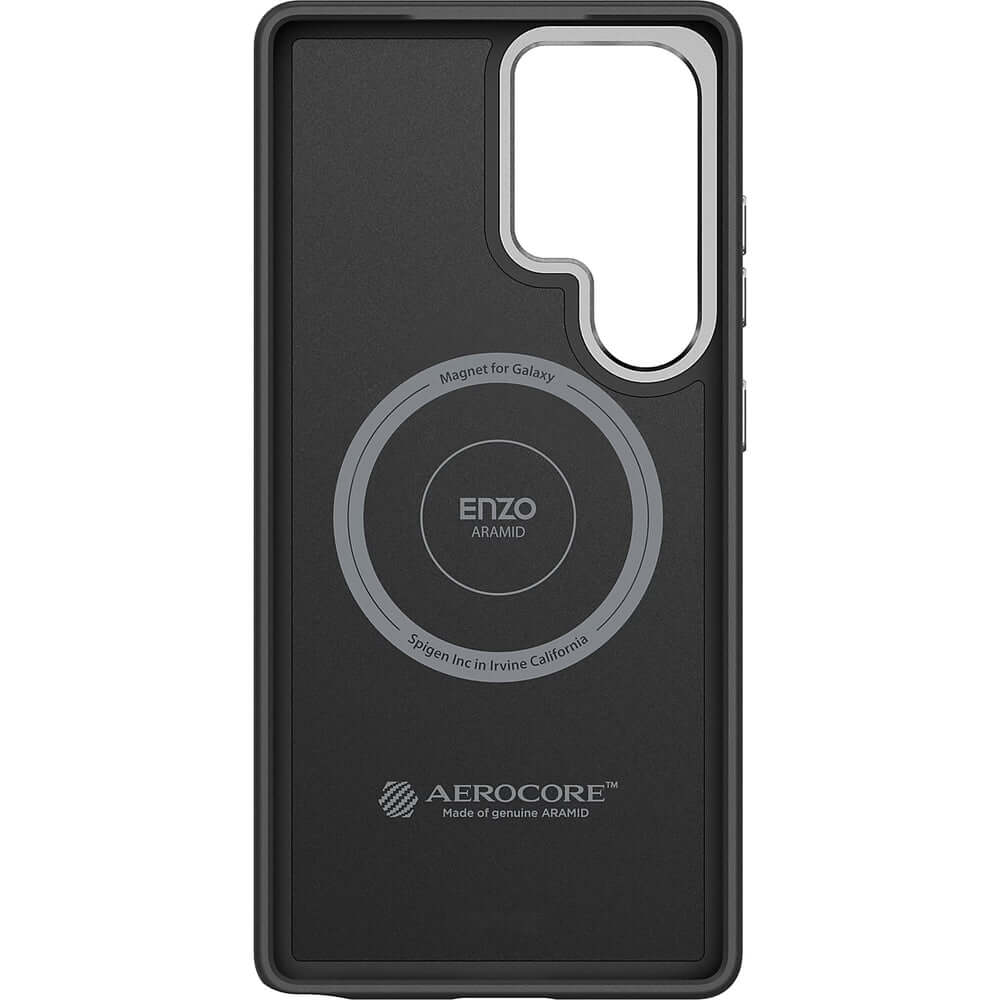 Magnetische-Handyhülle für Galaxy S25 Ultra, Spigen Enzo Aramid, Schwarz-Silbern
