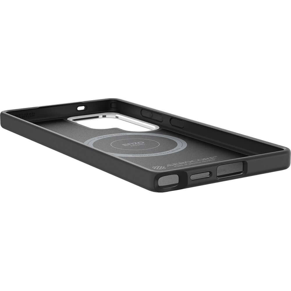 Magnetische-Handyhülle für Galaxy S25 Ultra, Spigen Enzo Aramid, Schwarz-Silbern