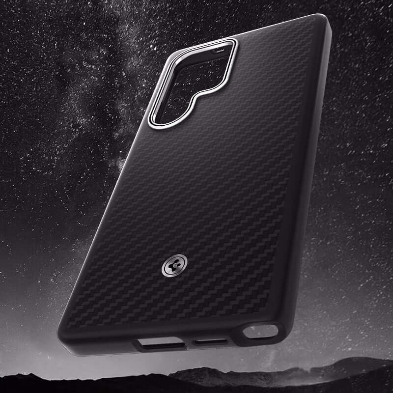 Magnetische-Handyhülle für Galaxy S25 Ultra, Spigen Enzo Aramid, Schwarz-Silbern