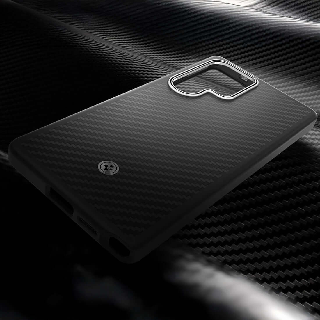 Magnetische-Handyhülle für Galaxy S25 Ultra, Spigen Enzo Aramid, Schwarz-Silbern