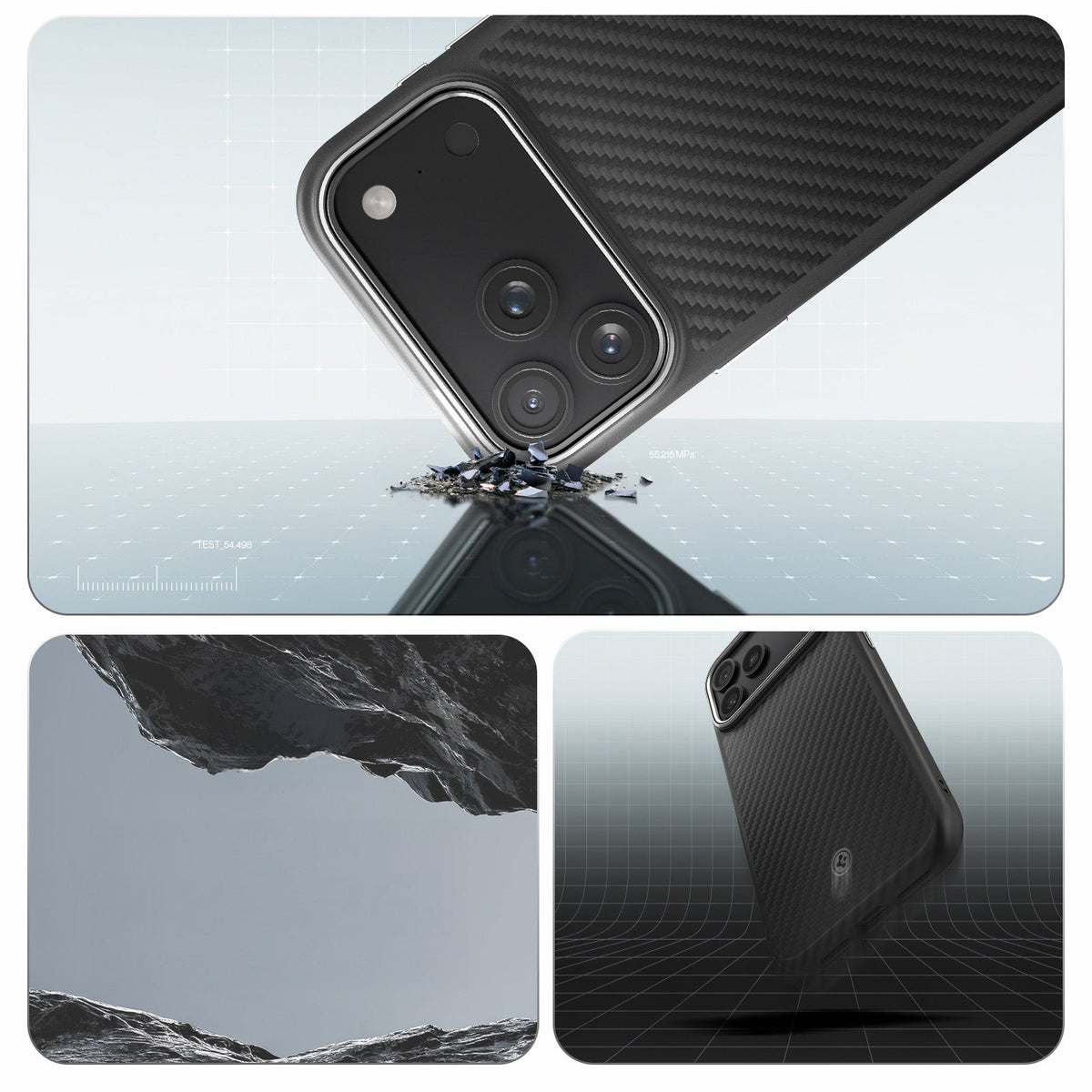 Handyhülle für iPhone 18 Pro / 17 Pro, Spigen Enzo Aramid T Mag (CC) mit MagSafe, Schwarz-Silbern