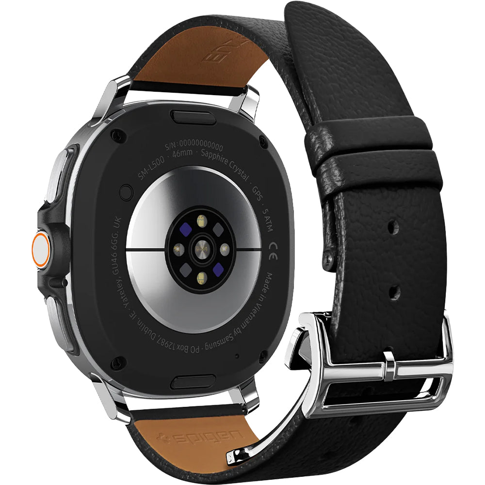 Leder Armband für Galaxy Watch 9 40 mm / 44 mm / 8 40 mm / 44 mm / 8 Classic 46 mm, Spigen Enzo, Schwarz-Braun