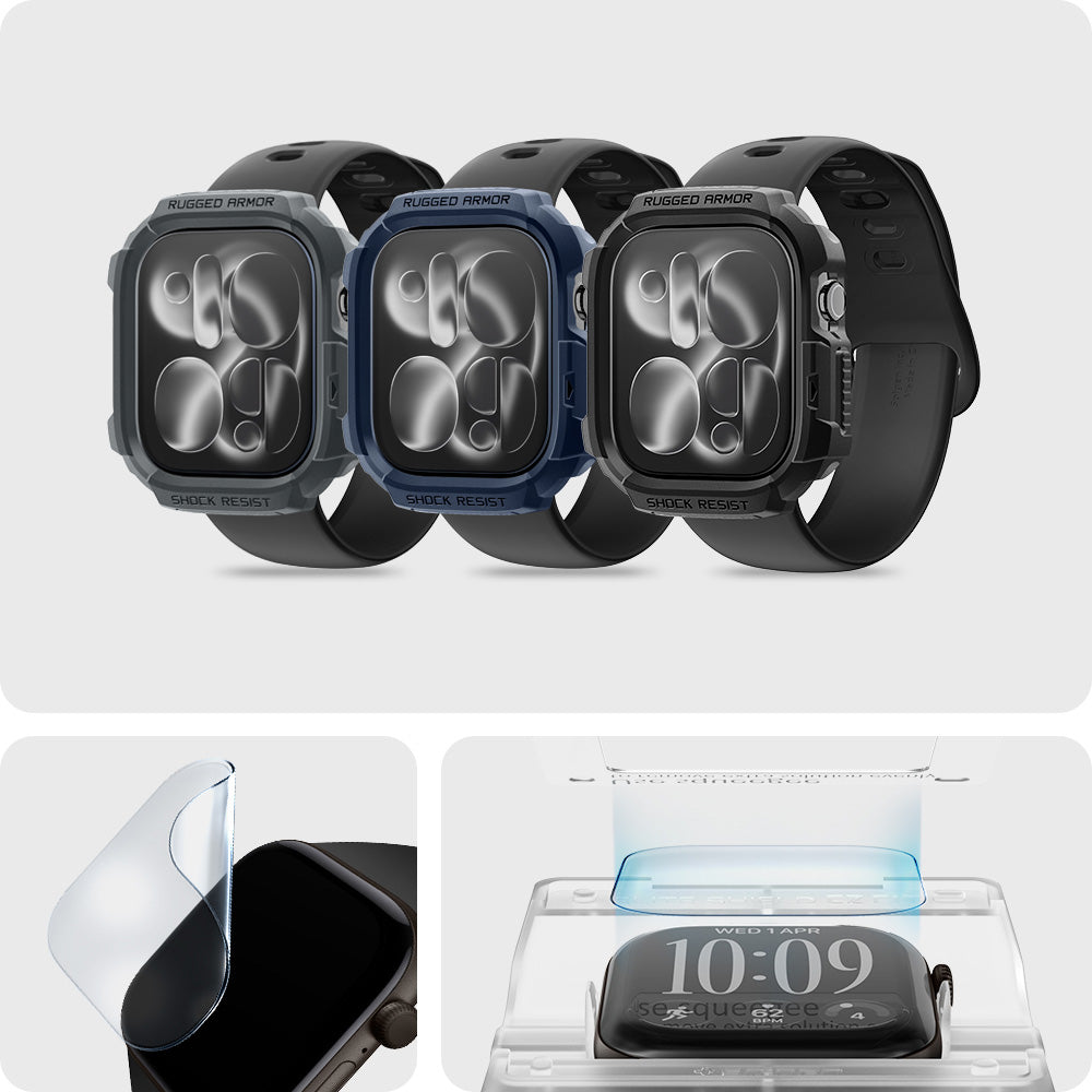 Bildschirmfolie + Applikator für Apple Watch Series 12 42mm, Spigen Elite Shield EZ Fit 2-Pack (4/11)