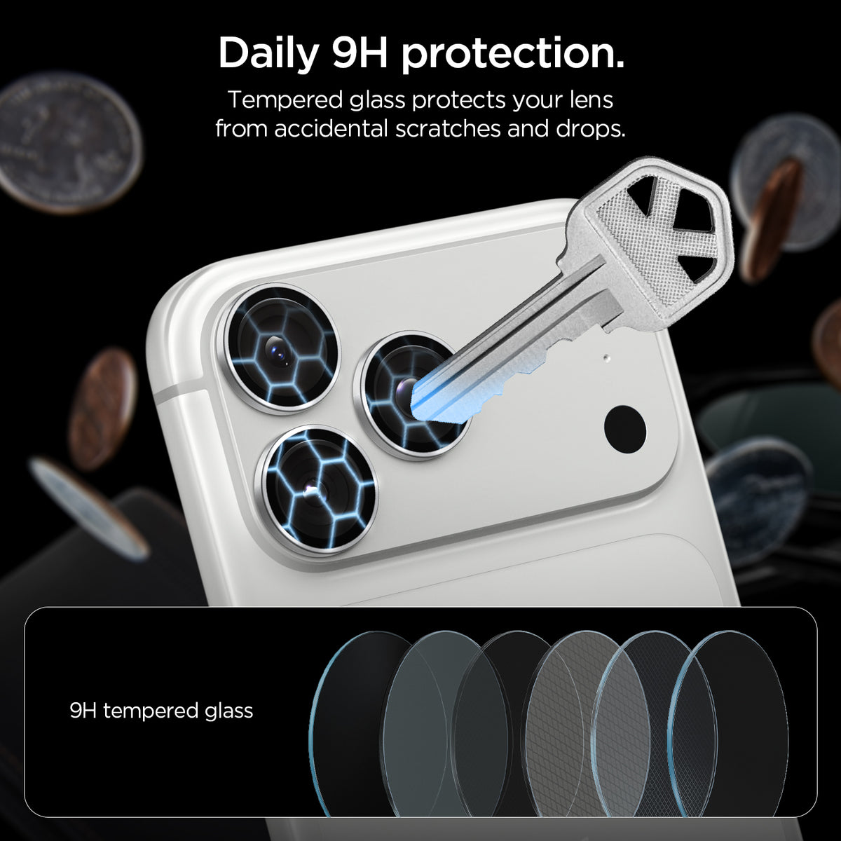 Glas für die Kamera für iPhone 18 Pro Max / 18 Pro, Spigen Glas.tR EZ Fit Optik Pro 2-Pack, Silbern (4/11)