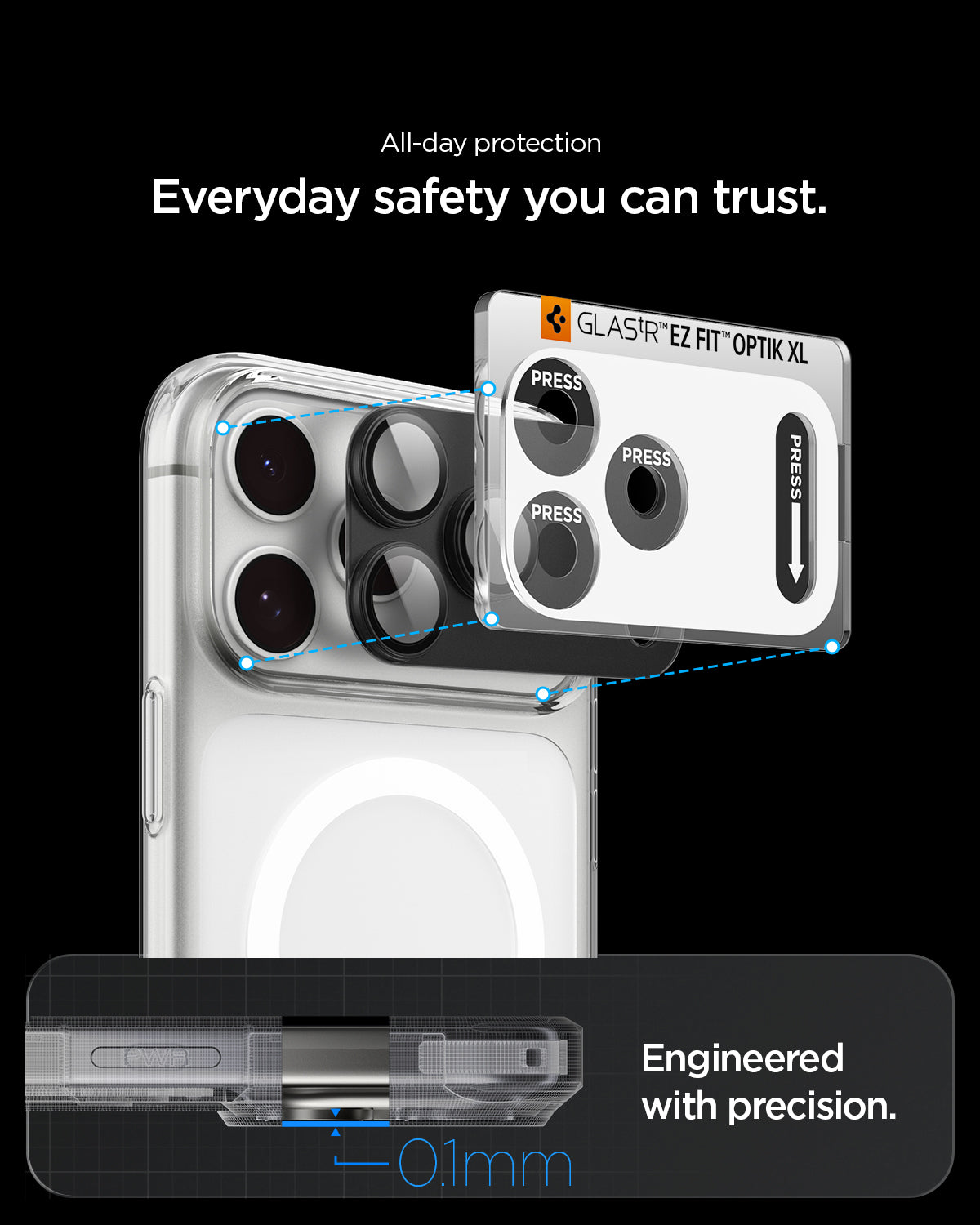 Glas für die Kamera für iPhone 18 Pro Max, Spigen Glas.tR Ez Fit Optik Pro XL 1-Pack, Dunkelgrau (2/15)