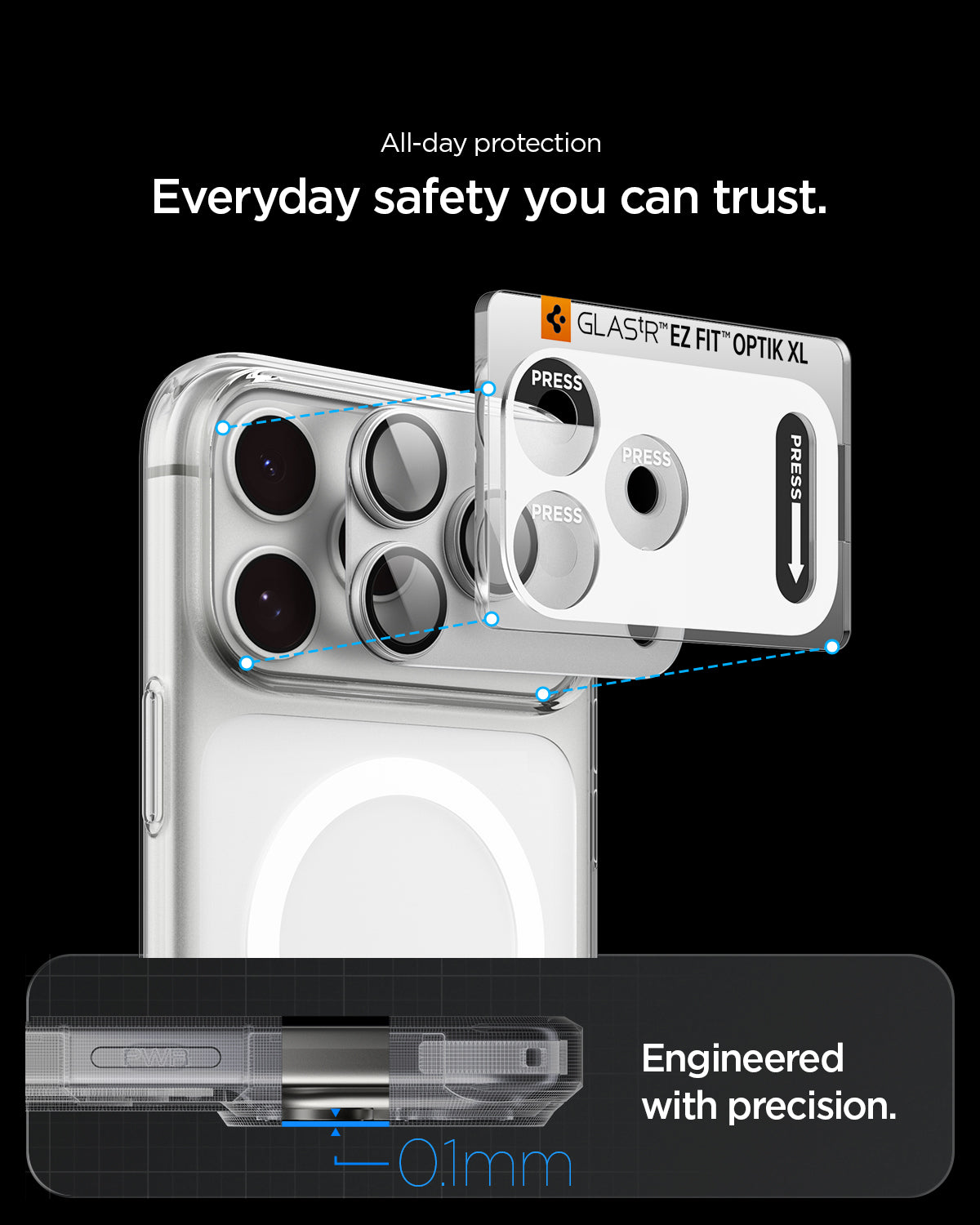 Glas für die Kamera für iPhone 18 Pro, Spigen Glas.tR Ez Fit Optik Pro XL 1-Pack, Silbern (2/15)