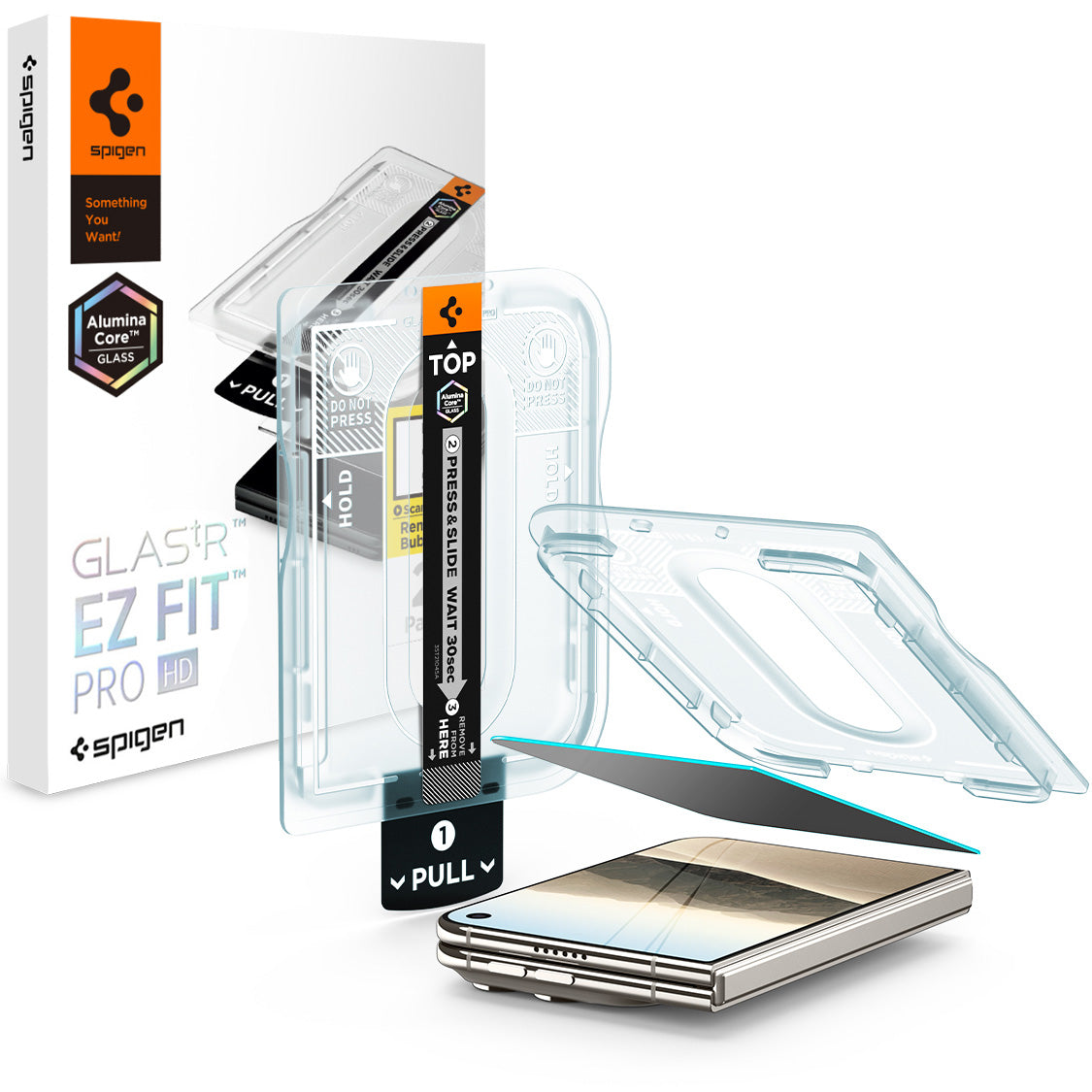 Glas + Applikator für iPhone Duo, Spigen Glas.tR EZ Fit Pro (AC) Privacy 1-Pack (1/15)