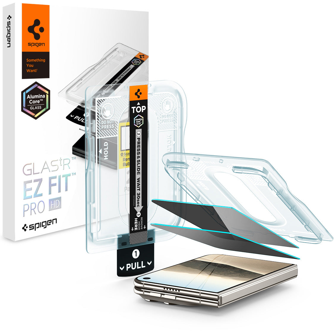 Glas + Applikator für iPhone Duo, Spigen Glas.tR EZ Fit Pro (AC) Privacy 2-Pack (1/15)