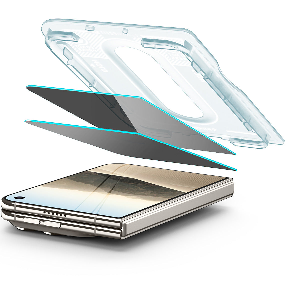 Glas + Applikator für iPhone Duo, Spigen Glas.tR EZ Fit Pro (AC) Privacy 2-Pack (15/15)