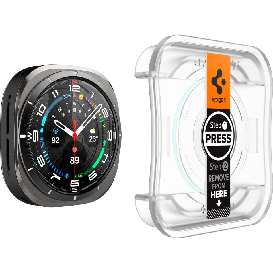 Glas für die Schutzhülle für Galaxy Watch Ultra 2 / 1, Spigen Glas.tR EZ Fit 2-Pack