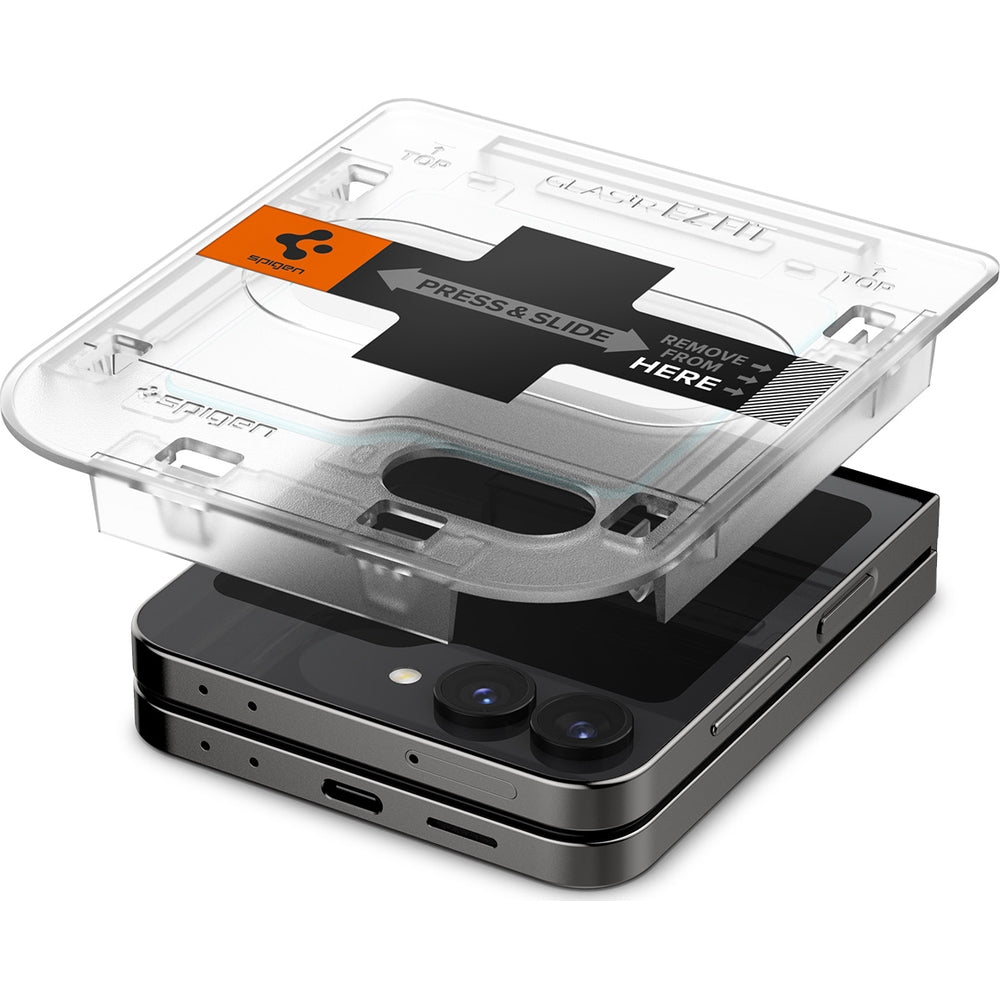 Glas für die Handyhülle für Galaxy Z Flip7 FE / Z Flip6, Spigen Glas.tR EZ Fit 2-Pack, Transparent