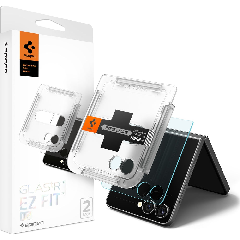 Glas für die Handyhülle für Galaxy Z Flip8 / Flip7, Spigen Glas.tR EZ Fit 2-Pack, Transparent