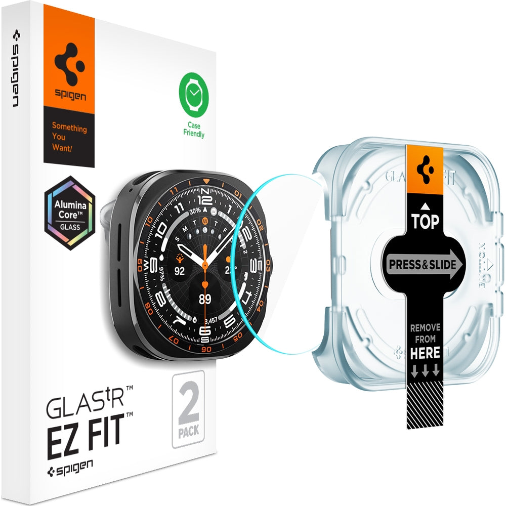 Glas für Galaxy Watch Ultra 2 47 mm, Spigen Glas.tR EZ Fit AC 2-Pack mit Applikator