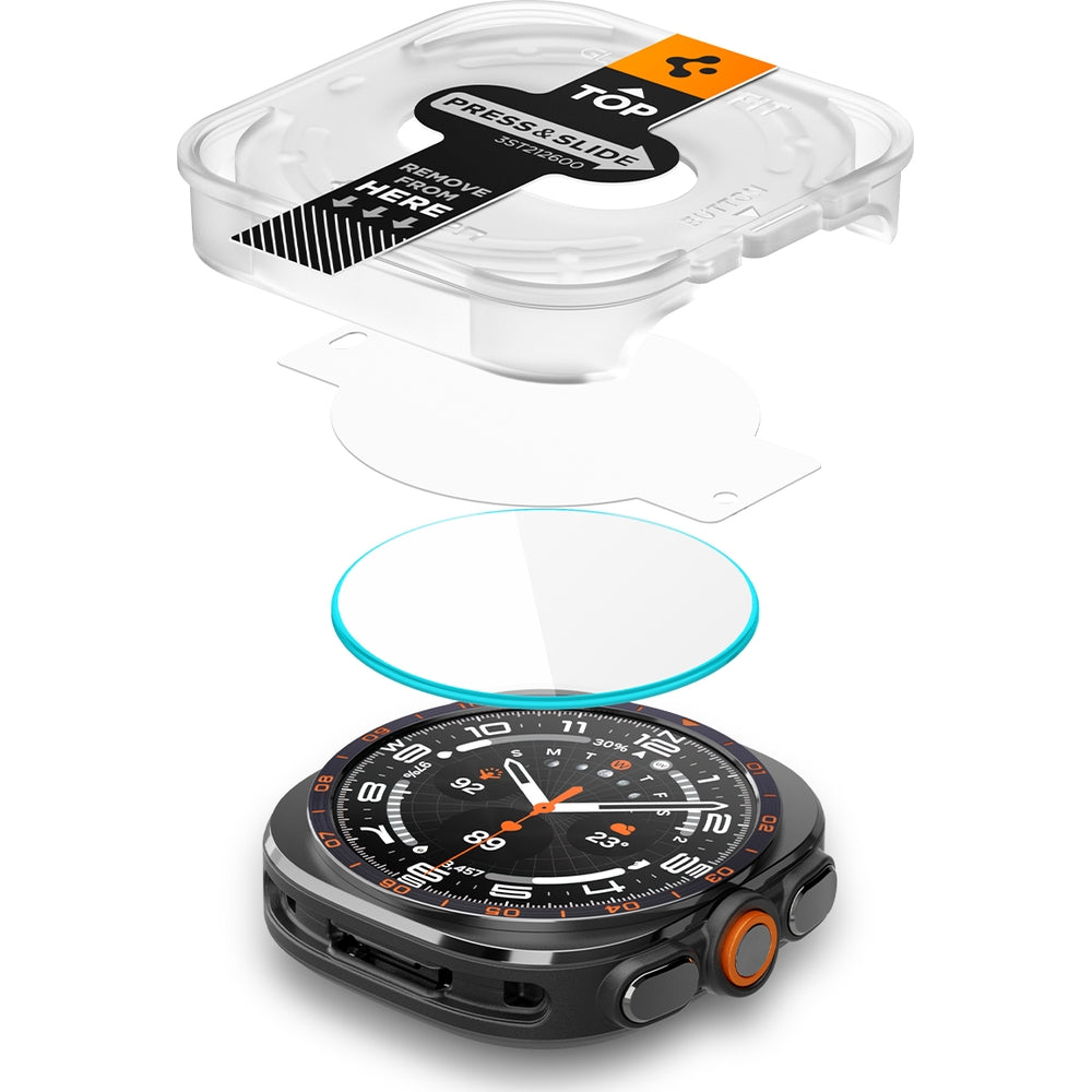 Glas für Galaxy Watch Ultra 2 47 mm, Spigen Glas.tR EZ Fit AC 2-Pack mit Applikator