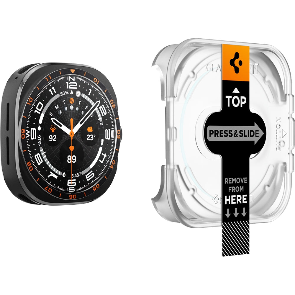 Glas für Galaxy Watch Ultra 2 47 mm, Spigen Glas.tR EZ Fit AC 2-Pack mit Applikator