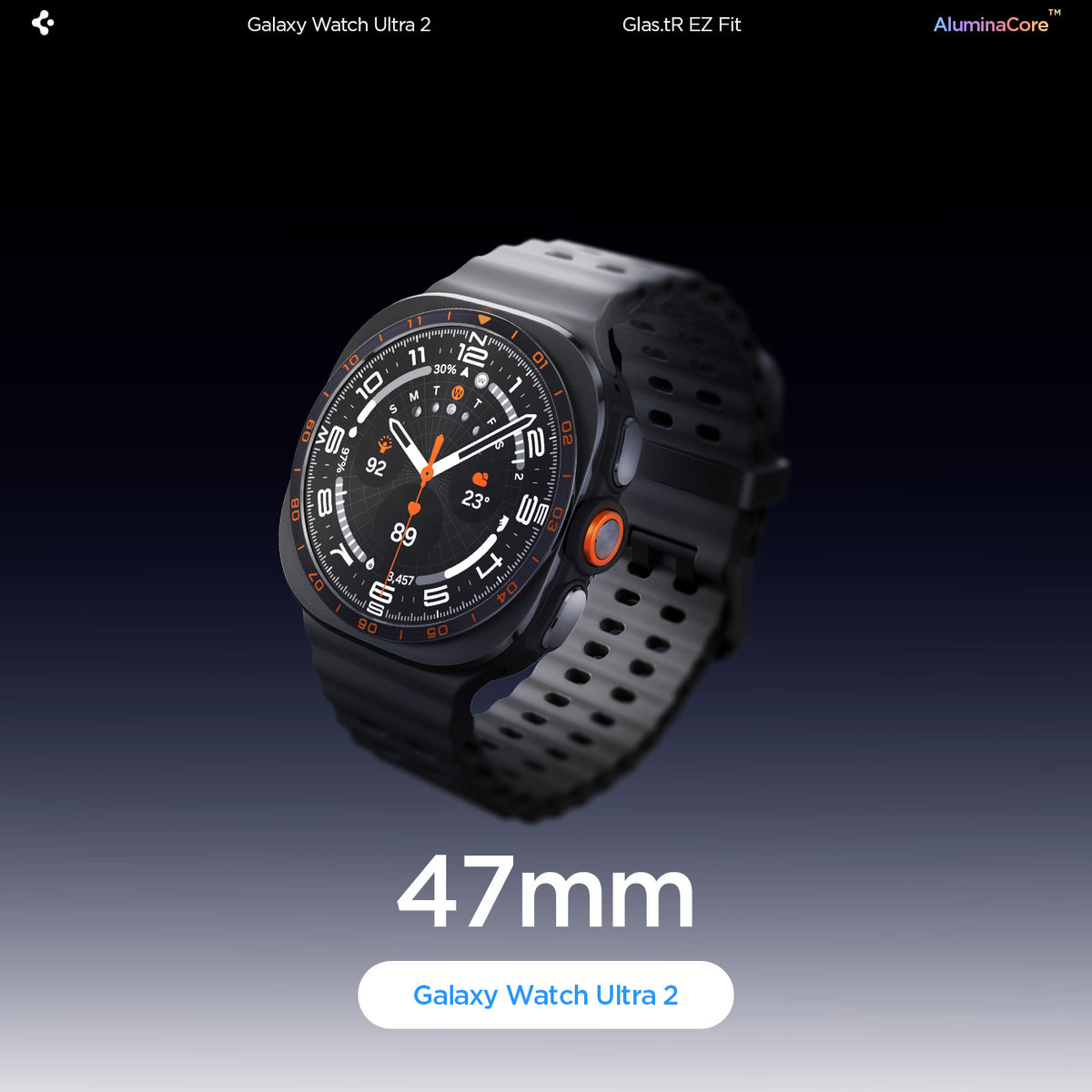 Glas für Galaxy Watch Ultra 2 47 mm, Spigen Glas.tR EZ Fit AC 2-Pack mit Applikator