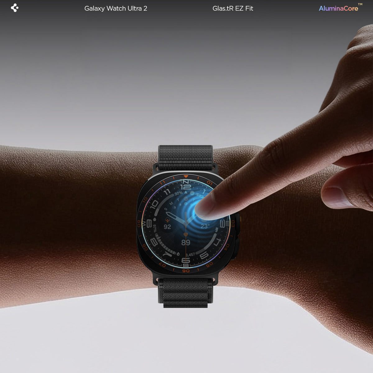 Glas für Galaxy Watch Ultra 2 47 mm, Spigen Glas.tR EZ Fit AC 2-Pack mit Applikator