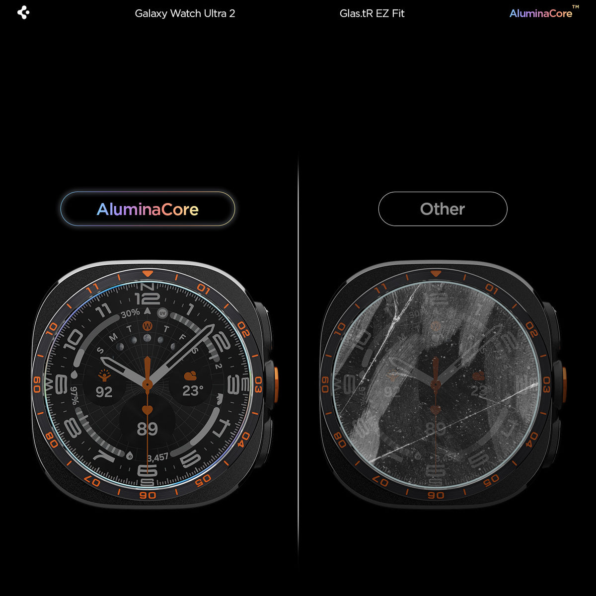 Glas für Galaxy Watch Ultra 2 47 mm, Spigen Glas.tR EZ Fit AC 2-Pack mit Applikator