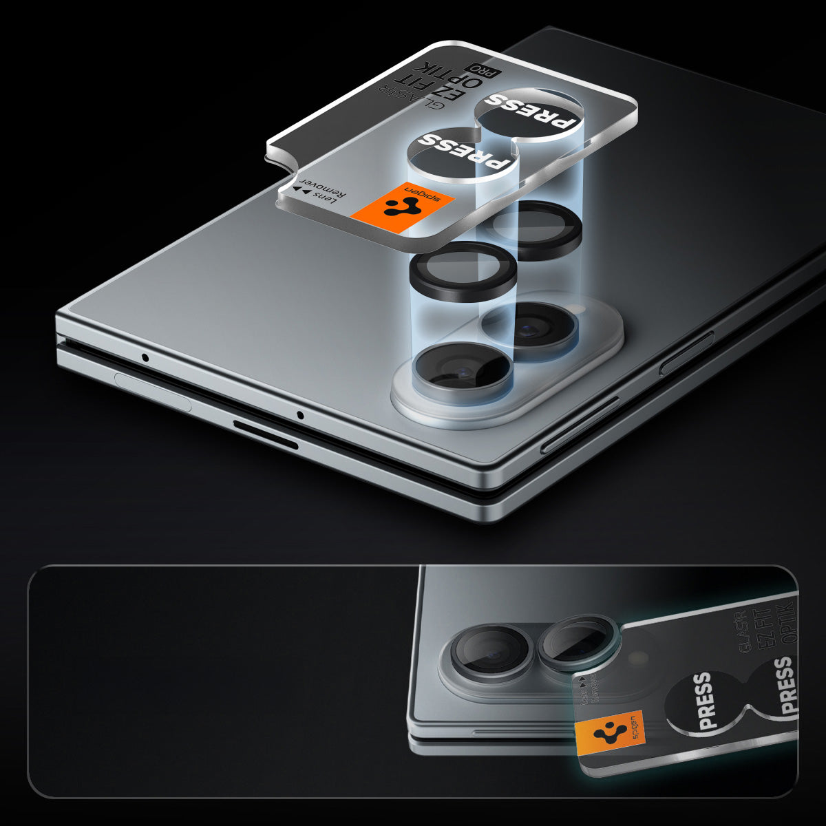 Glas für die Kamera für Galaxy Z Fold8, Spigen Glas.tR EZ Fit Optik Pro 2-Pack, Schwarz