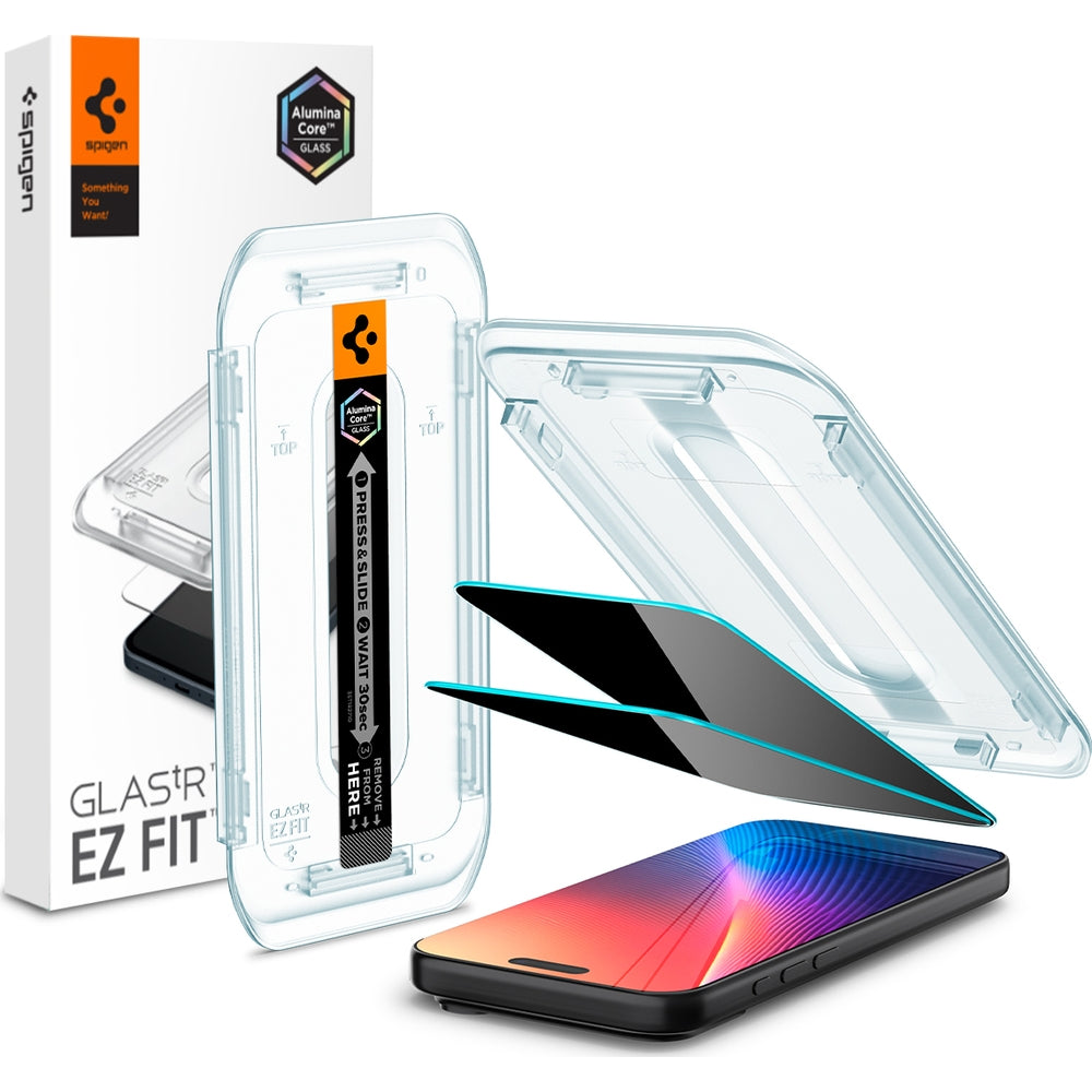 Glas + Applikator für iPhone 17 Pro / 17, Spigen Glas.tR EZ Fit Privacy 2-Pack (AC)