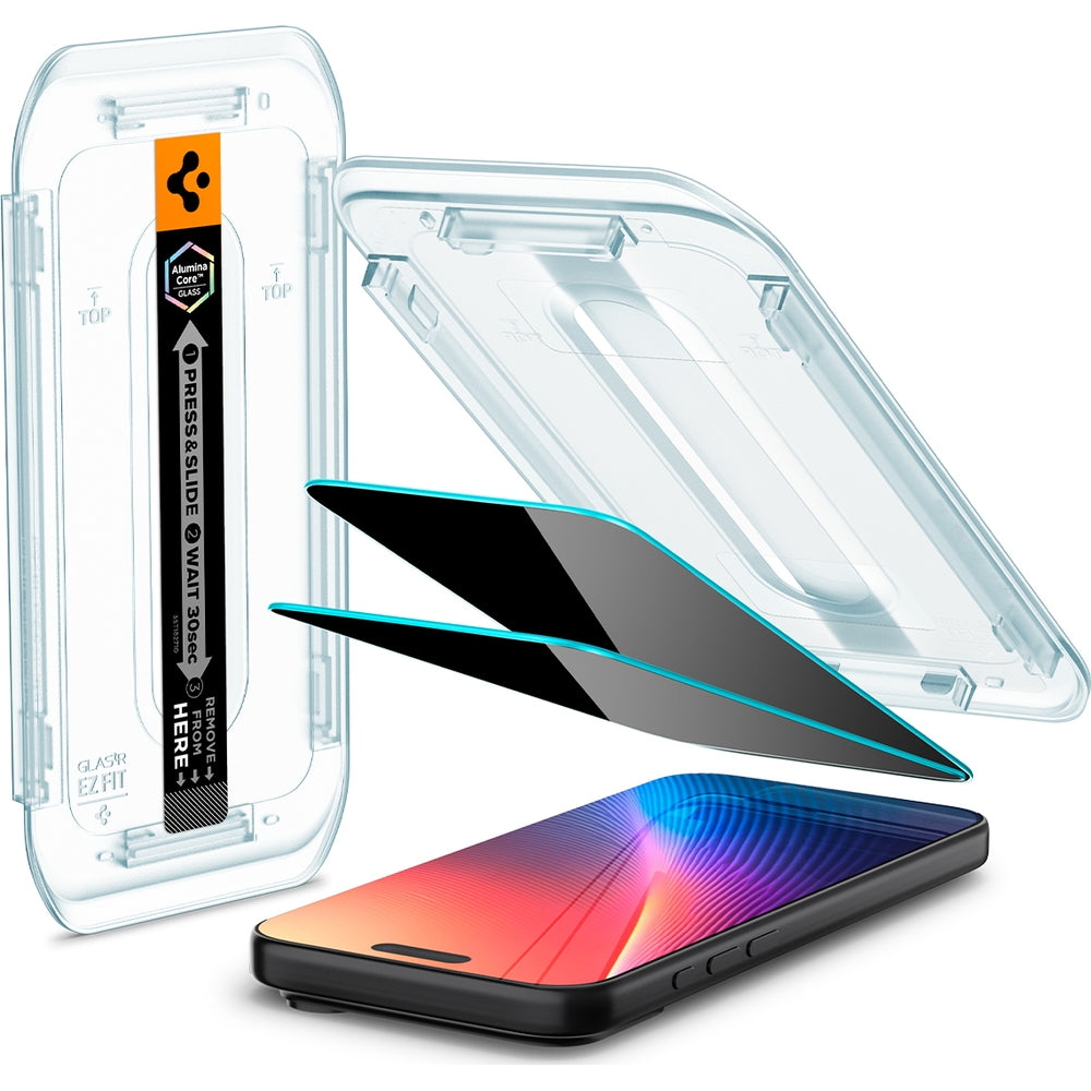 Glas + Applikator für iPhone 17 Pro Max / 16 Pro Max, Spigen Glas.tR EZ Fit Privacy 2-Pack (AC)