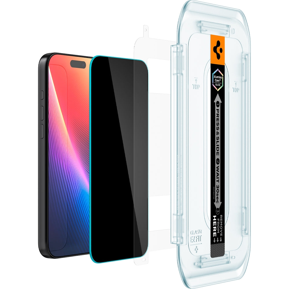 Glas + Applikator für iPhone 17 Pro Max / 16 Pro Max, Spigen Glas.tR EZ Fit Privacy 2-Pack (AC)