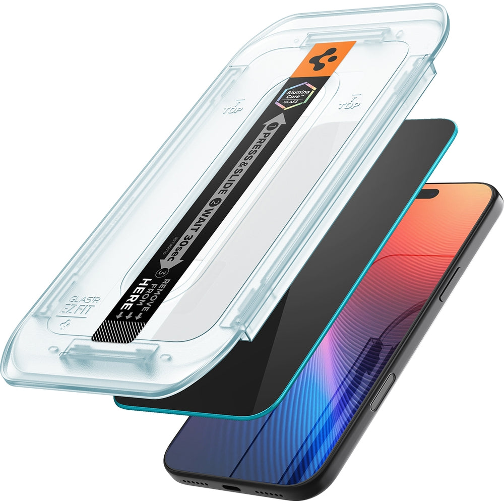 Glas + Applikator für iPhone 17 Pro Max / 16 Pro Max, Spigen Glas.tR EZ Fit Privacy 2-Pack (AC)