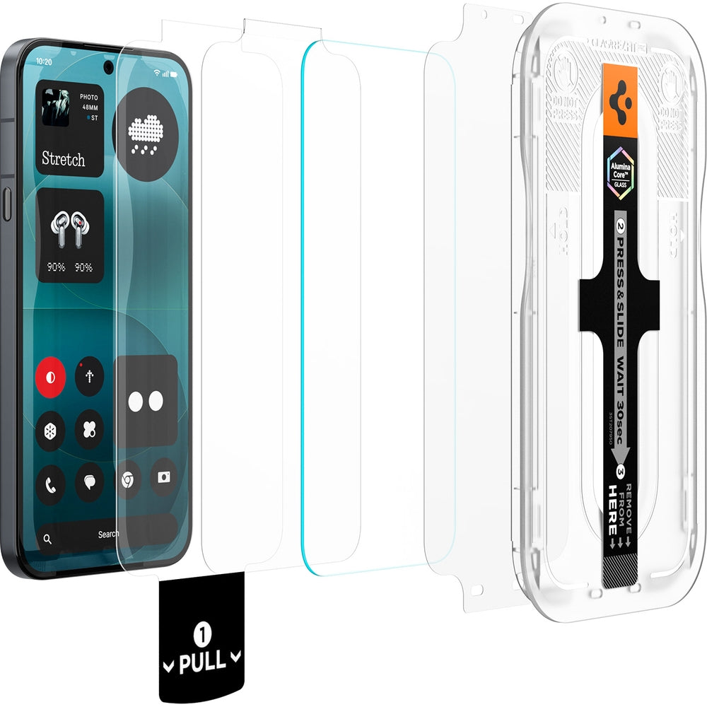 Glas + Applikator für Nothing Phone 4a Pro, Spigen Glas.tR EZ Fit Pro 2-Pack (AC)