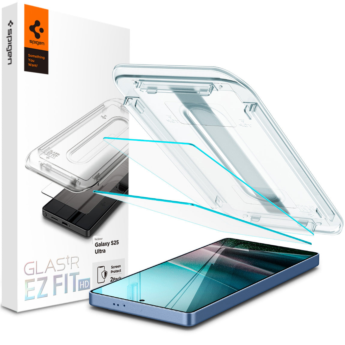 Glas + Applikator für Galaxy S25 Ultra, Spigen Glas.tR EZ Fit 2-Pack