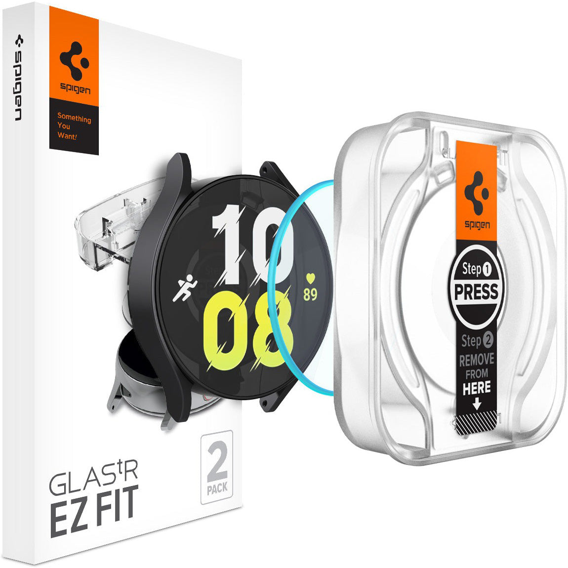 Glas für die Schutzhülle Spigen Glas.tR EZ Fit 2-Pack für Galaxy Watch 6 44mm