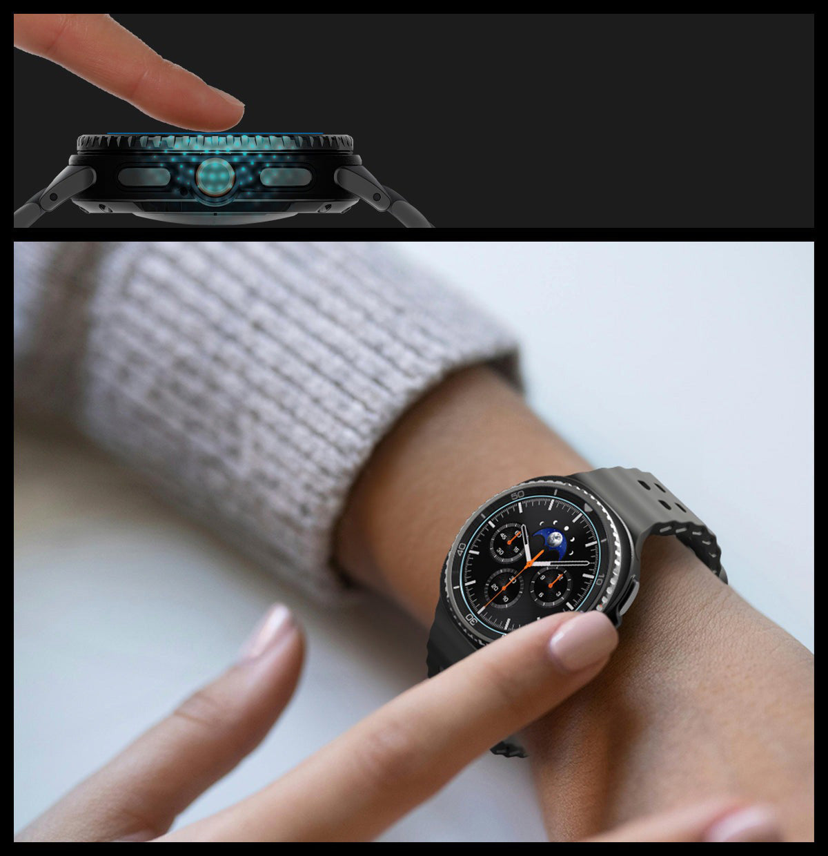Glas für die Schutzhülle für Galaxy Watch 8 Classic 46mm, Spigen Glas.tR EZ Fit 2-Pack