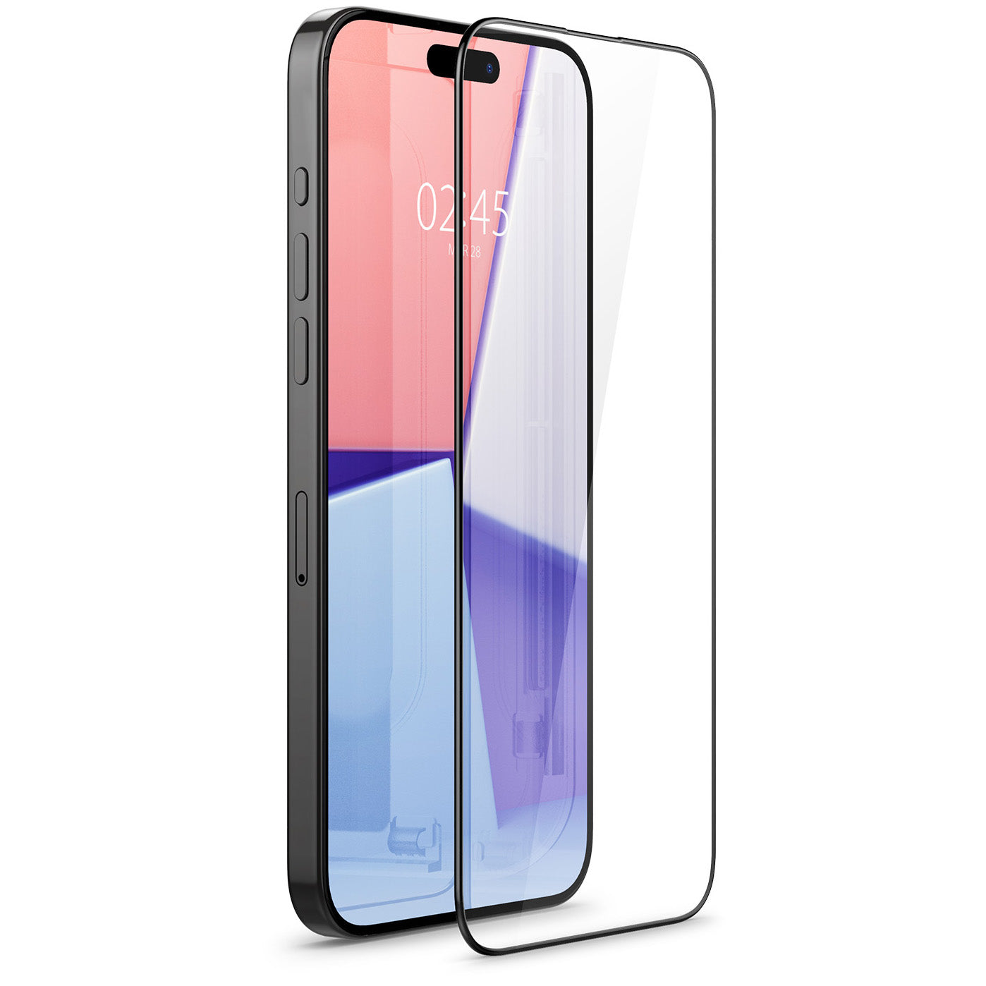 Glas für die Schutzhülle Spigen Glas.tR EZ Fit FC 1-Pack für iPhone 15 Pro, mit schwarzem Rahmen