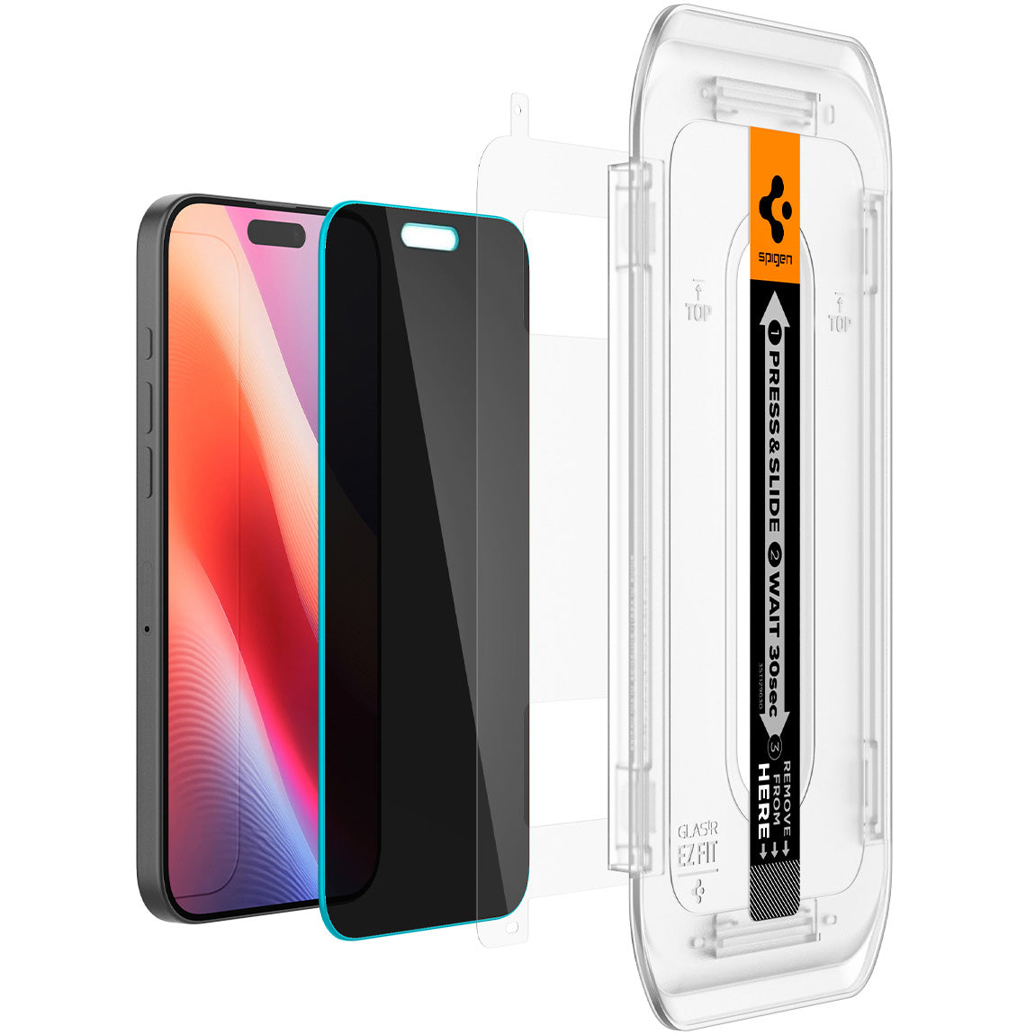 Glas für die Schutzhülle für iPhone 16 Pro, Spigen Glas.tR EZ Fit Privacy 1-Pack