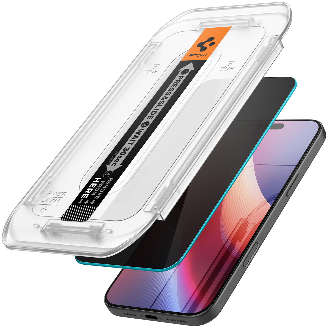 Glas für die Schutzhülle für iPhone 16 Pro, Spigen Glas.tR EZ Fit Privacy 1-Pack