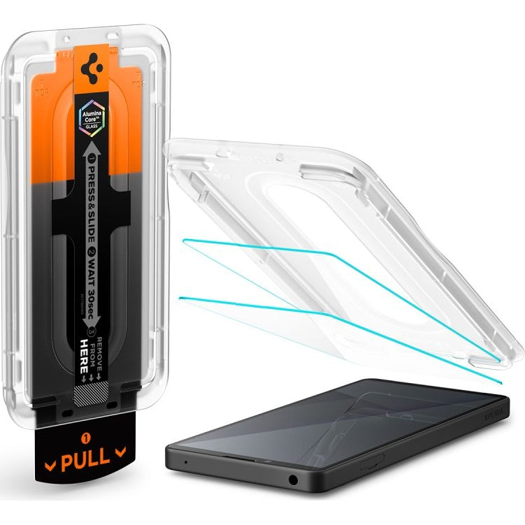 Glas + Applikator für Xperia 10 VII, Spigen Glas.tR EZ Fit Pro 2-Pack (AC)