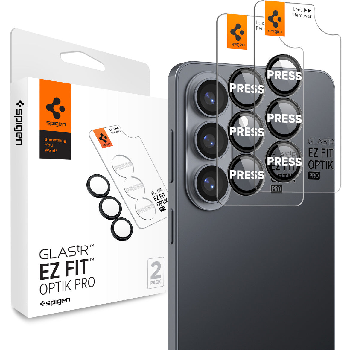 Glas für die Kamera für Galaxy S26 Plus, Spigen Glas.tR EZ Fit Optik Pro 2-Pack, Schwarz